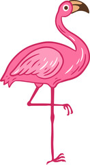 Obraz premium Flamingo pink Bird flamingos Aesthetic Tropical Exotic Hand drawn flat style collection