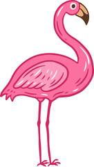 Naklejka premium Flamingo pink Bird flamingos Aesthetic Tropical Exotic Hand drawn flat style collection