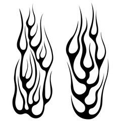 Fire flames isolated template. Tribal vector design. Car stickers. Icon fire illustration. Multiple shape tattoo design.