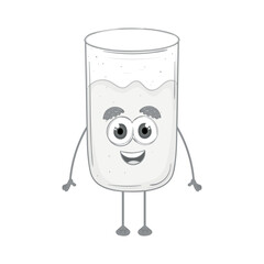 Happy milk glass cartoon kawaii Vector