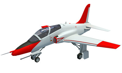 Jet airplane 3D rendering on white background