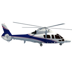 Helicopter 3D rendering on white background