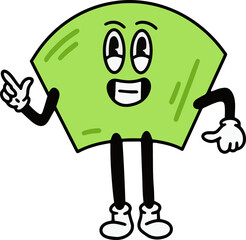 Classic Vintage Cartoon Comic emotion Happy with face expression hand and foot doodle character