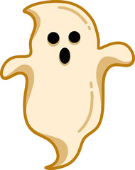 Cute Ghost Horror Cartoon flat design hand drawn Spooky emoji funny spirit doodle