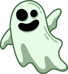 Obraz premium Cute Ghost Horror Cartoon flat design hand drawn Spooky emoji funny spirit doodle