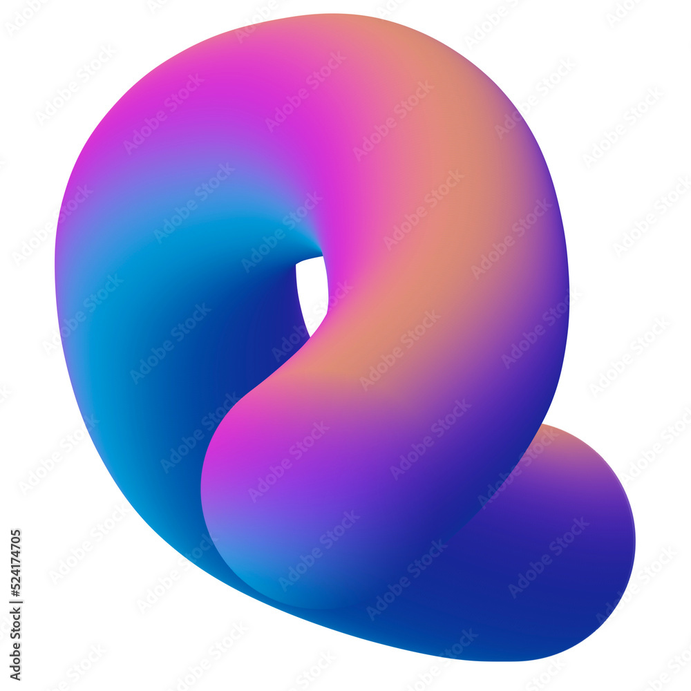 Poster 3d fluid amorphous in gradient multiple colors.
