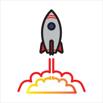 rocket space ships start up icon vector design