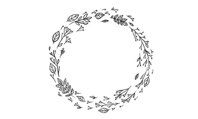 floral hand drawn frame for copy space and background