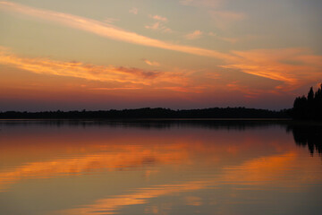 Fototapeta na wymiar Beautiful northern lake scene at dusk in Minnesota