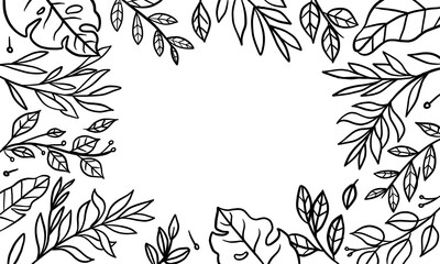 floral hand drawn frame for copy space and background