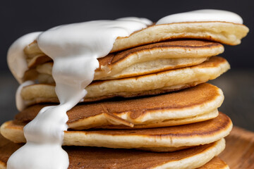 milk pancakes made of wheat flour, close up