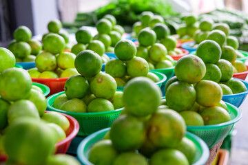 Baskets of Limes in the Market