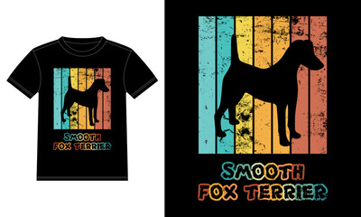 Funny Smooth Fox Terrier Retro Vintage Sunset T-shirt Design template, Smooth Fox Terrier Board, Car Window Sticker, POD, cover, Isolated white background, Silhouette Gift for Smooth Fox Terrier Lover