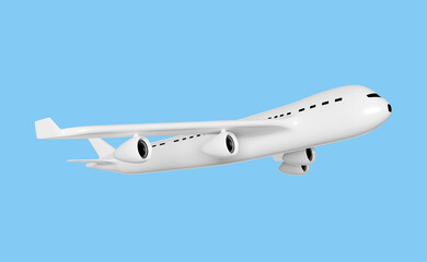 airplane 3d isolated. jet commercial airplane, plane travel concept, 3d render illustration, include clipping path