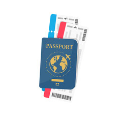 passport. travel documents for immigration officers in the airport before traveling