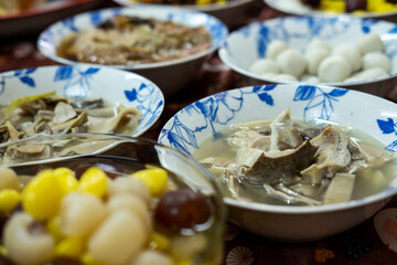 Pig Stomach Soup on a table for Ghost Festival 