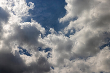 Fototapeta na wymiar Blue sky with clouds in sunny weather