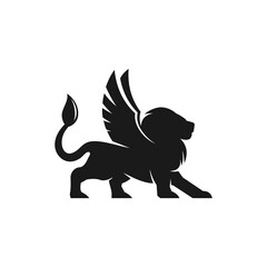 lion and wing logo vector stock illustration