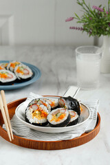 Gimbap Korean Rol Rice with Egg, Vegetable, and Beef