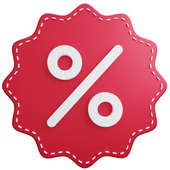 Discount label on transparent background. 3D Illustration