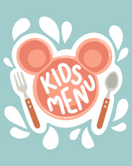 Cute colorful kids meal menu design vector