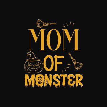 Mom of monster Happy halloween lettering Free Vector