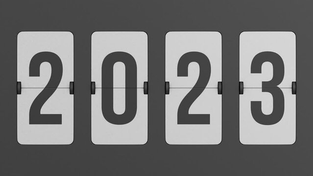 Flip black scoreboard 2023. 3D render