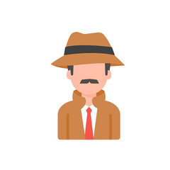 detective cartoon The concept of truth investigation in crime cases.