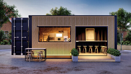 20ft Container Cafe - obrazy, fototapety, plakaty