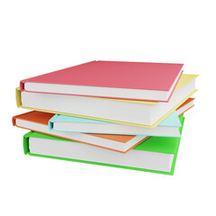 stack book isolated on white background , 3D rendering
