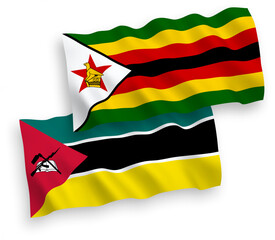 Flags of Republic of Mozambique and Zimbabwe on a white background