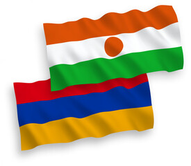 Flags of Republic of the Niger and Armenia on a white background