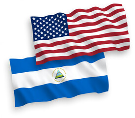 Flags of Nicaragua and America on a white background