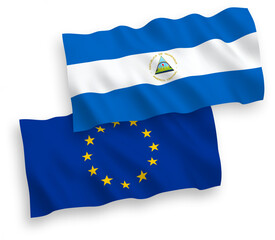 Flags of European Union and Nicaragua on a white background
