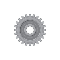 Gear mechanism cogwheel isolated vehicle spare part. Vector car detail, mechanical moving item, metal engine transmission gearwheel. Icon of settings and function, engineering factory progress