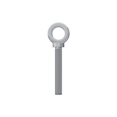 Steel bolt with ring on one side isolated realistic icon. Vector long bolt with circle at end, metal lag building and construction fastener. Mechanical hand tool, galvanized bolt fixing repair object