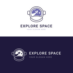 Explore Space logo template, Perfect logo for businesses related to the space industry. Space Vector Illustration.