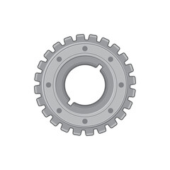 Gear mechanism mechanical moving item isolated realistic icon. Vector metal engine transmission gearwheel, settings and function, engineering factory progress sign. Cogwheel vehicle spare part