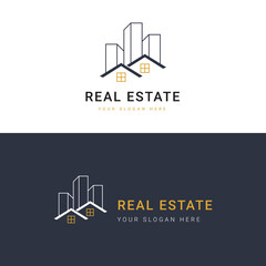 Real Estate logo template, Perfect logo for businesses related to the Real Estate industry. Real Estate Vector Illustration.