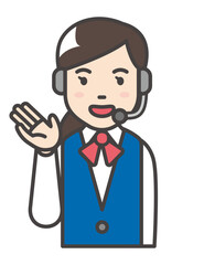 Illustration of a woman wearing a headset guiding the way