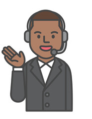 Illustration of a black man wearing a headset guiding