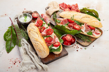Fresh baguette sandwiches.