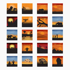Collection of various nature silhouettes