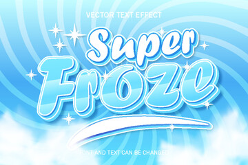 Obraz na płótnie Canvas super froze typography 3d editable text effect style lettering template blue ice style background