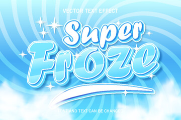 super froze typography 3d editable text effect style lettering template blue ice style background