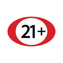 twenty one plus icon in flat style. 21+ vector illustration