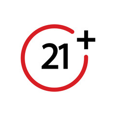 Obraz premium twenty one plus icon in flat style. 21+ vector illustration