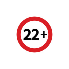 twenty two plus icon in flat style. 22+ vector illustration