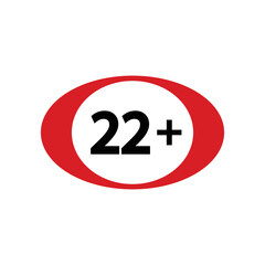 twenty two plus icon in flat style. 22+ vector illustration