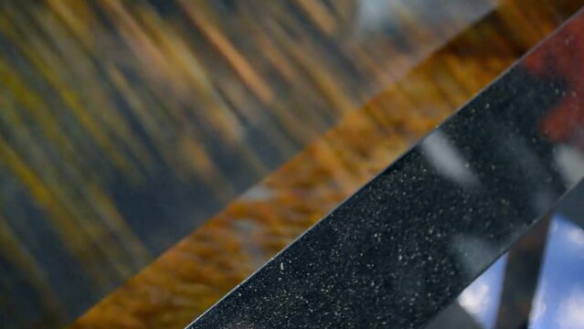 corn grain in separator device closeup under processing, industrial equipment diversity